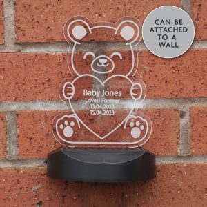 Personalised Teddy Bear Memorial Outdoor Solar Light Up Sign