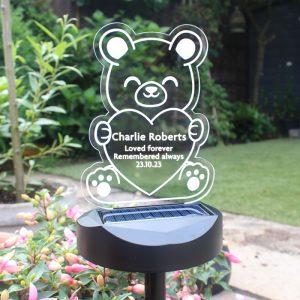 Personalised Teddy Bear Memorial Outdoor Solar Light Up Sign