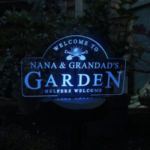 Personalised Garden Sign Outdoor Solar LED Light Up Plaque