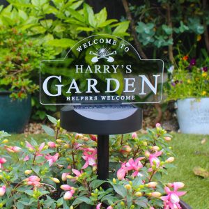 Personalised Garden Sign Outdoor Solar LED Light Up Plaque