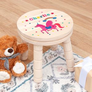 Personalised Girl's Unicorn Wooden Stool