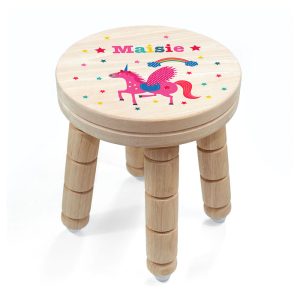 Personalised Girl's Unicorn Wooden Stool