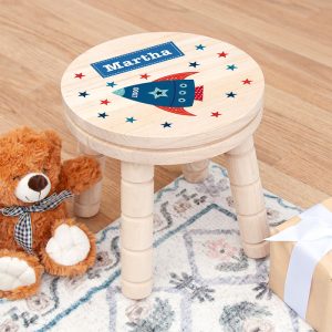 Personalised Kid's Space Rocket Wooden Stool