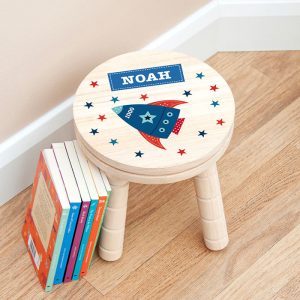 Personalised Kid's Space Rocket Wooden Stool