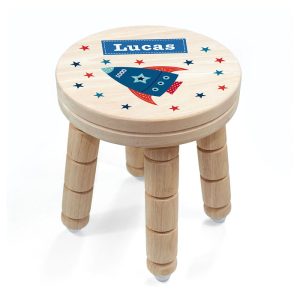Personalised Kid's Space Rocket Wooden Stool