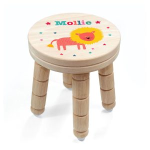 Personalised Kids Lion Wooden Stool