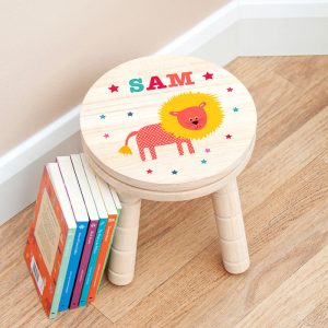 Personalised Kids Lion Wooden Stool