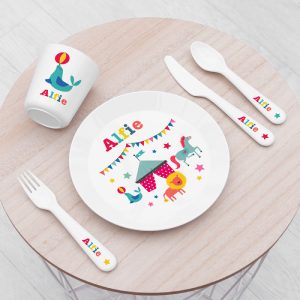 Personalised Kid's Drop-Proof Plastic Circus Dining Set