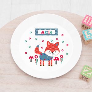 Personalised Kids Little Fox Drop-Proof Plastic Dining Set