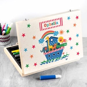 Personalised Kid's Noah's Ark Colouring & Art Set In A Case