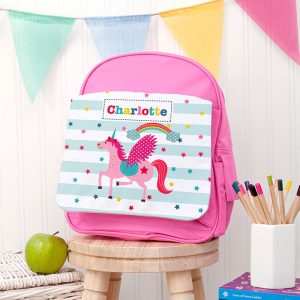 Personalised Girl's Unicorn Rucksack Pink or Red