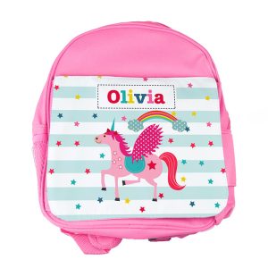 Personalised Girl's Unicorn Rucksack Pink or Red