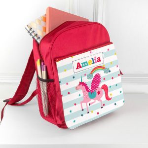 Personalised Girl's Unicorn Rucksack Pink or Red