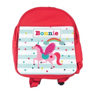 Personalised Girl's Unicorn Rucksack Pink or Red