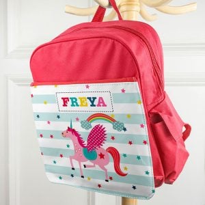 Personalised Girl's Unicorn Rucksack Pink or Red