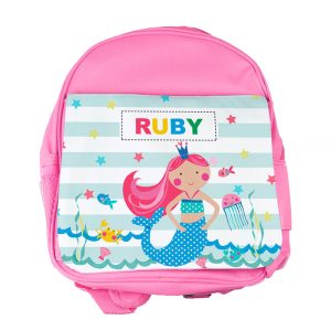 Personalised Girl's Mermaid Rucksack Pink Red or Blue