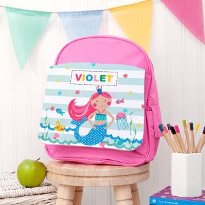 Personalised Girl's Mermaid Rucksack Pink Red or Blue