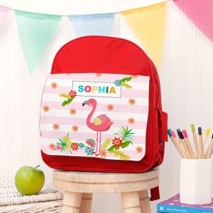 Personalised Girl's Flamingo Rucksack Pink or Red