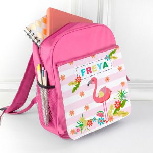 Personalised Girl's Flamingo Rucksack Pink or Red