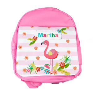 Personalised Girl's Flamingo Rucksack Pink or Red