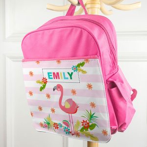 Personalised Girl's Flamingo Rucksack Pink or Red