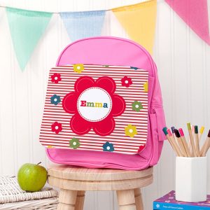 Personalised Girl's Floral Rucksack Bag Red or Pink