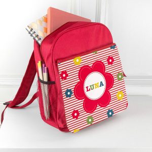 Personalised Girl's Floral Rucksack Bag Red or Pink