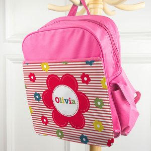 Personalised Girl's Floral Rucksack Bag Red or Pink
