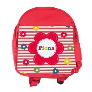 Personalised Girl's Floral Rucksack Bag Red or Pink