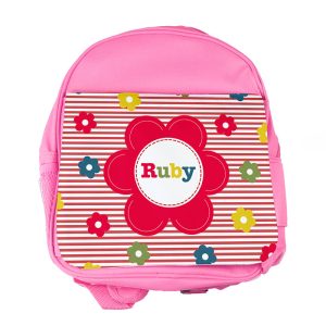 Personalised Girl's Floral Rucksack Bag Red or Pink