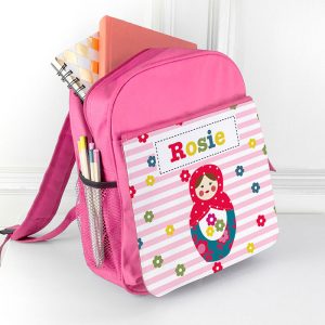 Personalised Girl's Pink Rucksack Bag Various Designs
