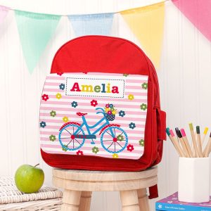 Personalised Girl's Red Rucksack Bag Various Designs