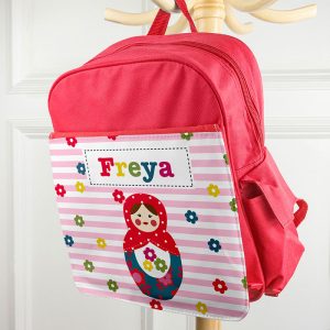 Personalised Girl's Red Rucksack Bag Various Designs