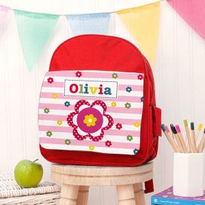 Personalised Girl's Red Rucksack Bag Various Designs