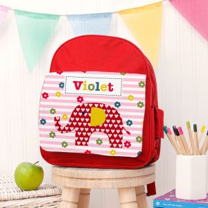 Personalised Girl's Red Rucksack Bag Various Designs