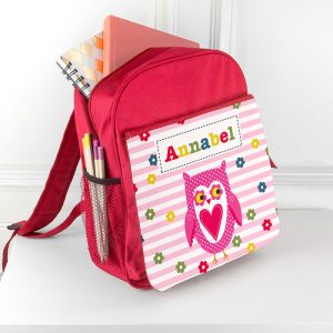 Personalised Girl's Red Rucksack Bag Various Designs
