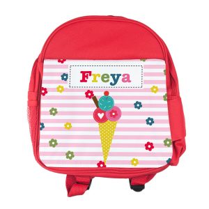 Personalised Girl's Red Rucksack Bag Various Designs