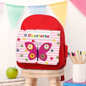 Personalised Girl's Red Rucksack Bag Various Designs