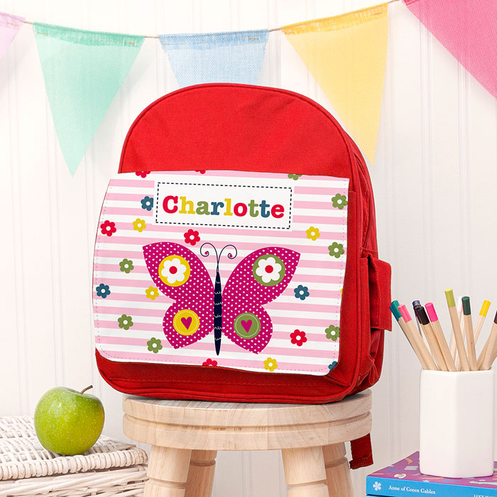 Personalised Girl's Red Rucksack Bag Various Designs