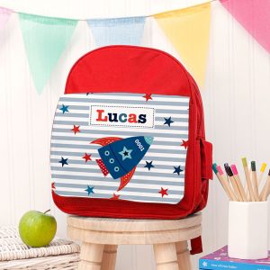 Kid's Personalised Red Rucksack Bag - Various Designs