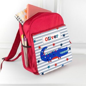 Kid's Personalised Red Rucksack Bag - Various Designs