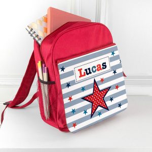 Kid's Personalised Red Rucksack Bag - Various Designs