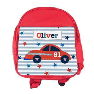 Kid's Personalised Red Rucksack Bag - Various Designs