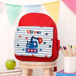Kid's Personalised Red Rucksack Bag - Various Designs