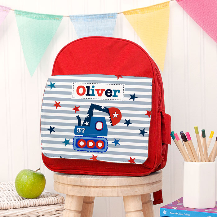 Kid's Personalised Red Rucksack Bag - Various Designs