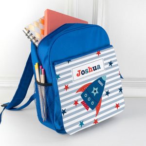 Kid's Personalised Blue Rucksack Bag Various Designs