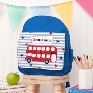 Kid's Personalised Blue Rucksack Bag Various Designs