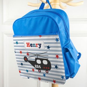 Kid's Personalised Blue Rucksack Bag Various Designs