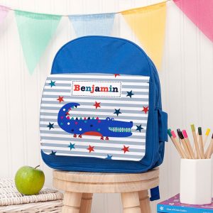 Kid's Personalised Blue Rucksack Bag Various Designs