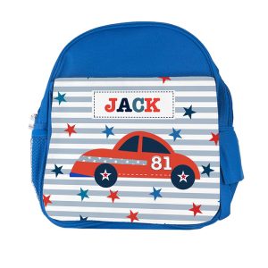 Kid's Personalised Blue Rucksack Bag Various Designs